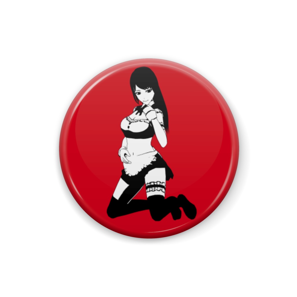 【缶バッチ】水着姿の黒髪メイド|女の子