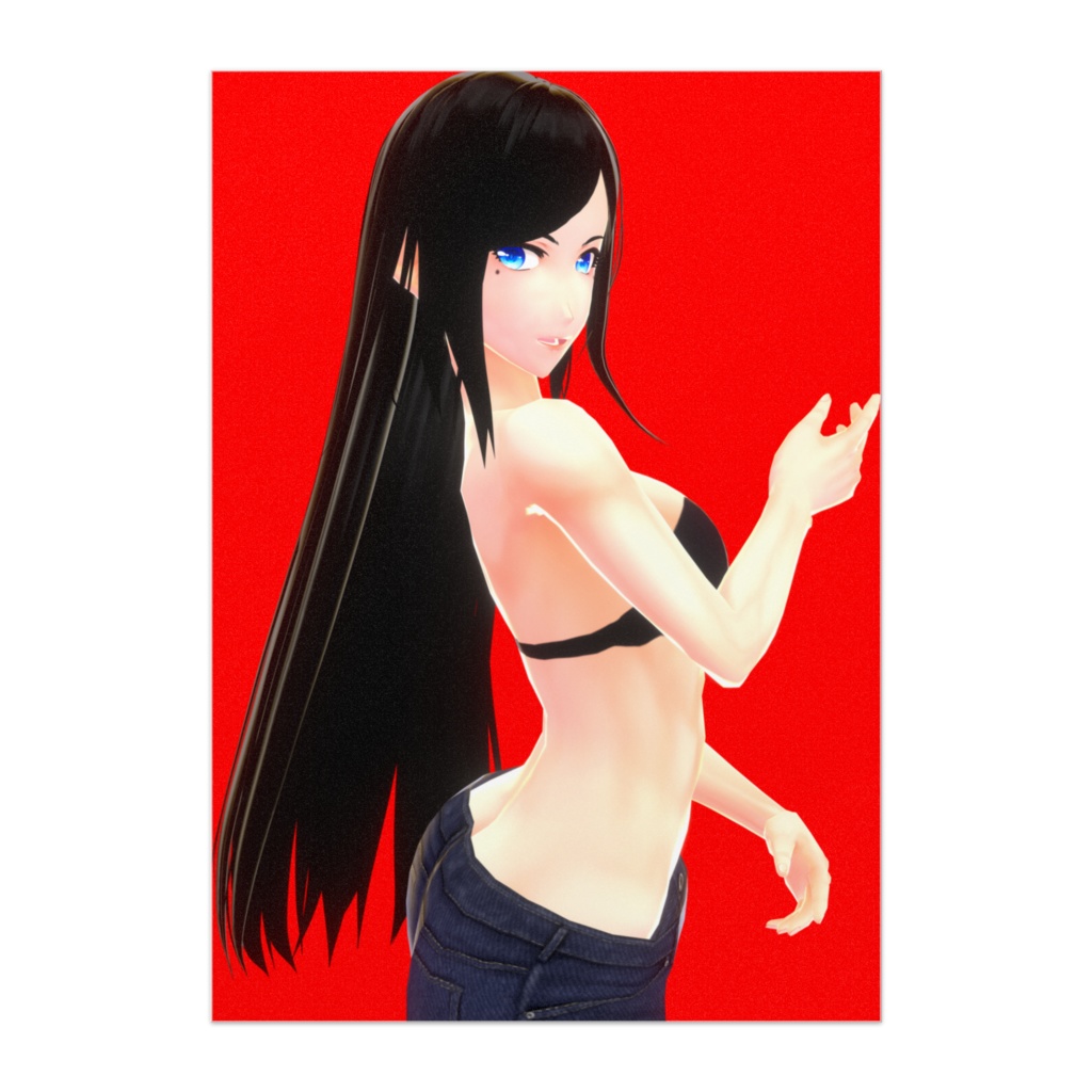 【ポスター】ジーンズ女の子+黒下着