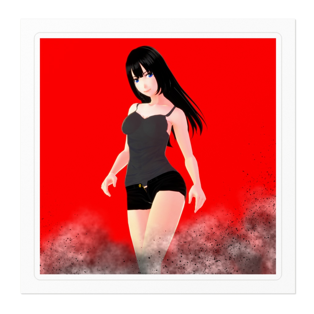 【ステッカー】黒キャミソール&黒髪女の子