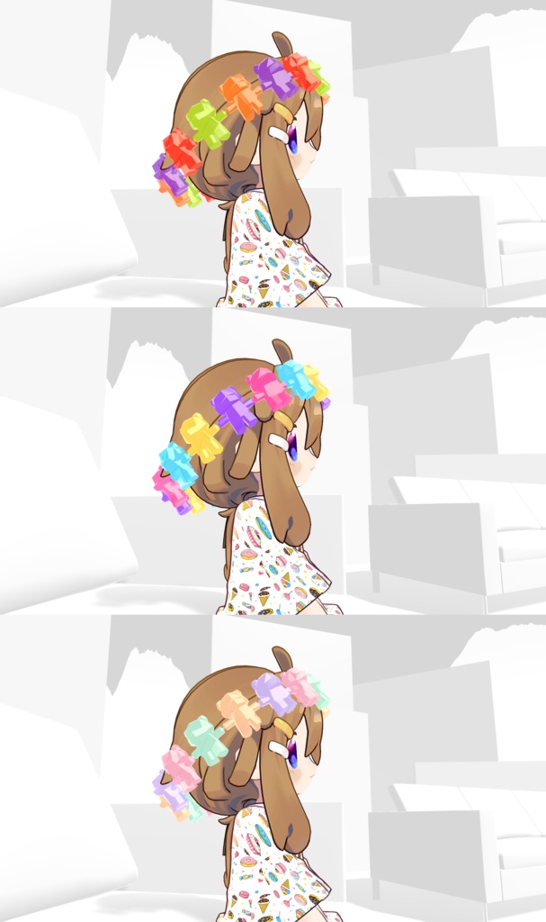 【全3種/12色】回転ギミック付きグミベアヘイロー|PolyBearHalo【VRChat用】