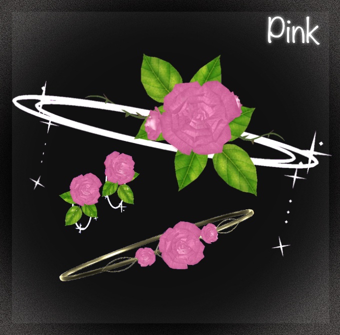 LumiCharmSet_Rose|薔薇ヘイロー&アクセサリーセット(花びらエフェクト・回転)【VRChat / PC】