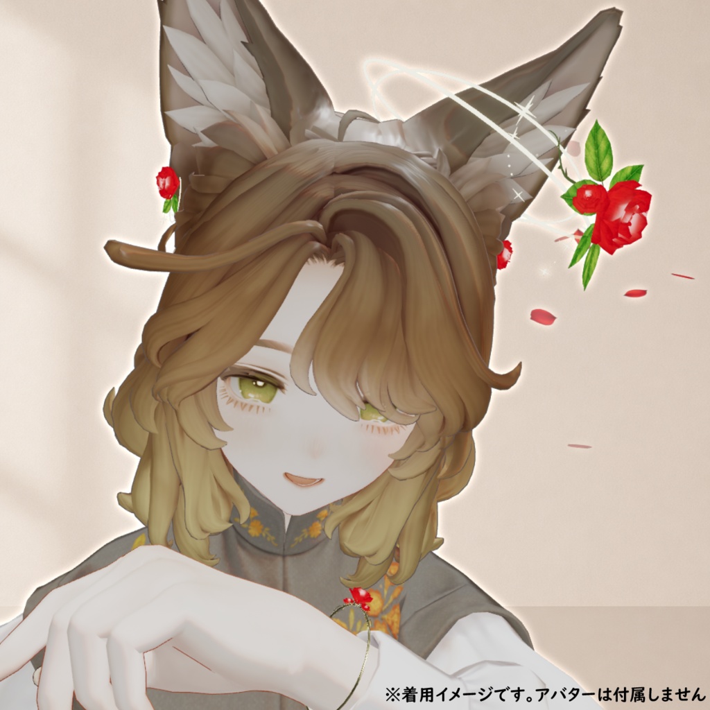 LumiCharmSet_Rose|薔薇ヘイロー&アクセサリーセット(花びらエフェクト・回転)【VRChat / PC】