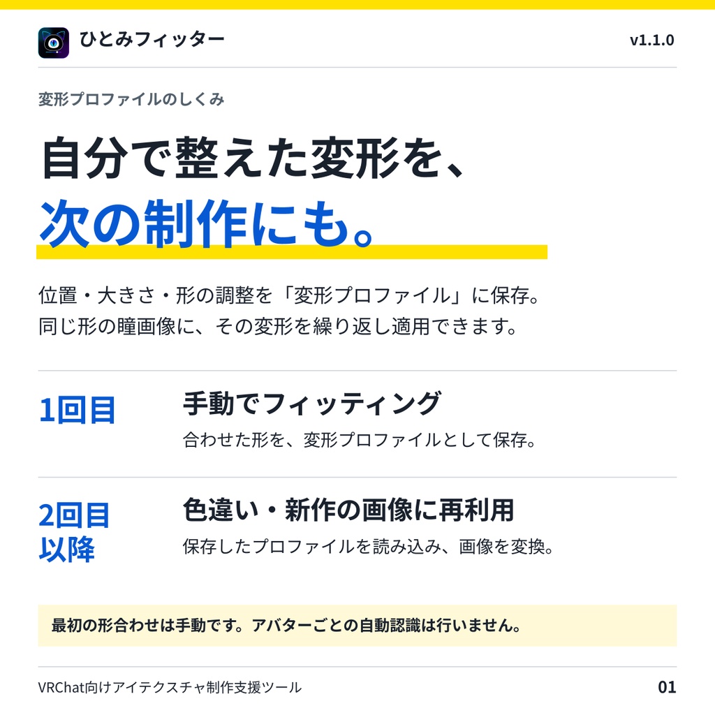 【9/13までセール中/VRChat向けアイテクスチャ制作支援ツール】ひとみフィッター