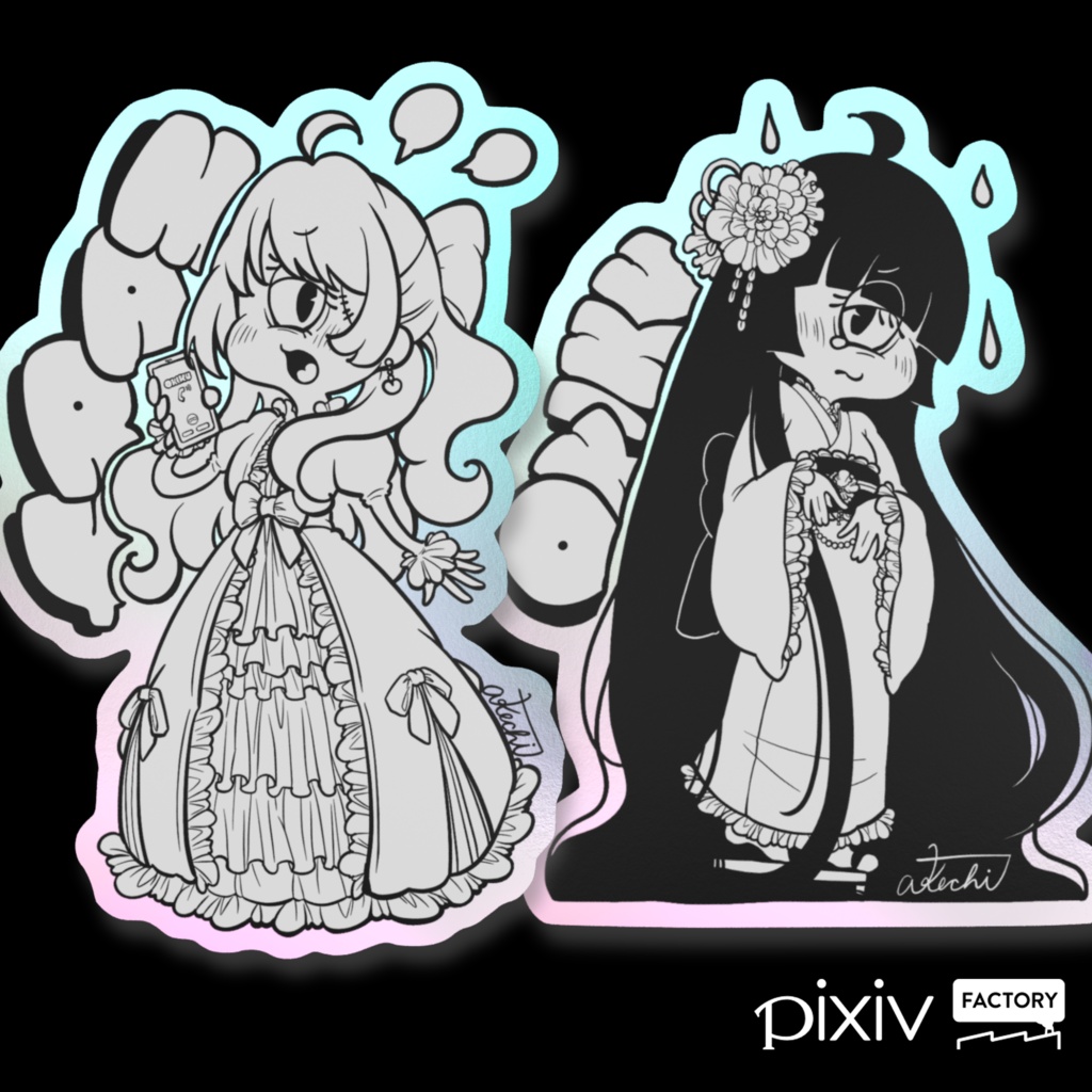 メリーさん＆お菊さんオーロラスマホステッカー