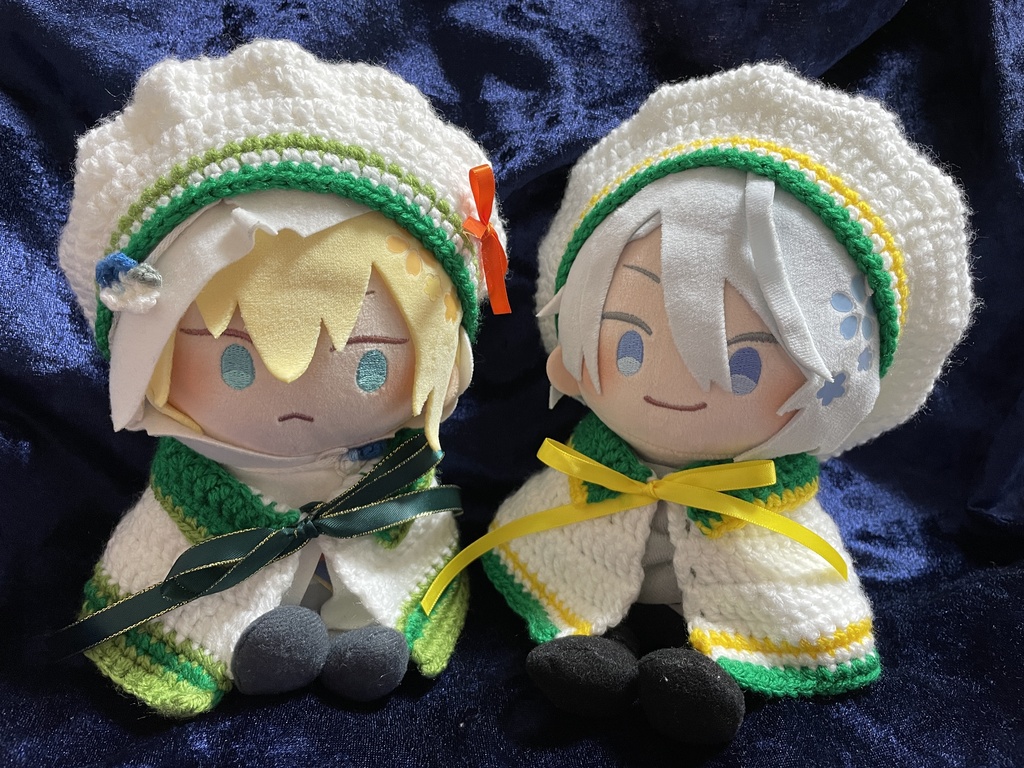【展示用】 20cmぬい お洋服セット(白＋緑＋黄緑・白＋黄＋緑)