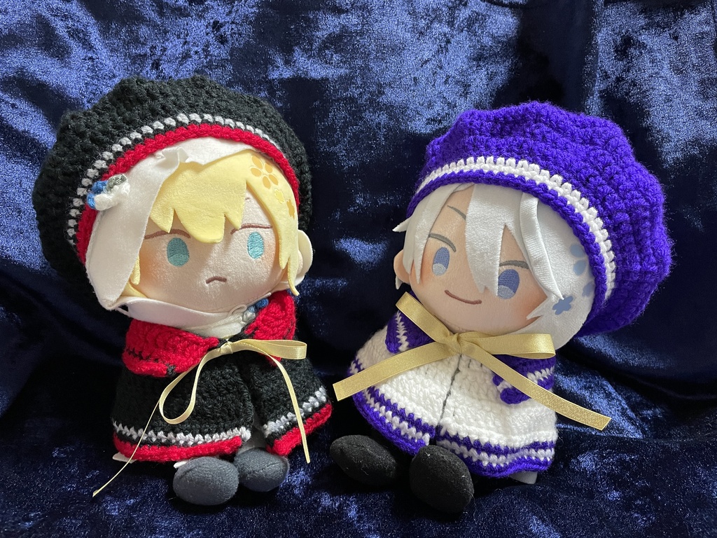 【展示用】20cmぬい お洋服セット (黒赤グレー・紫白)