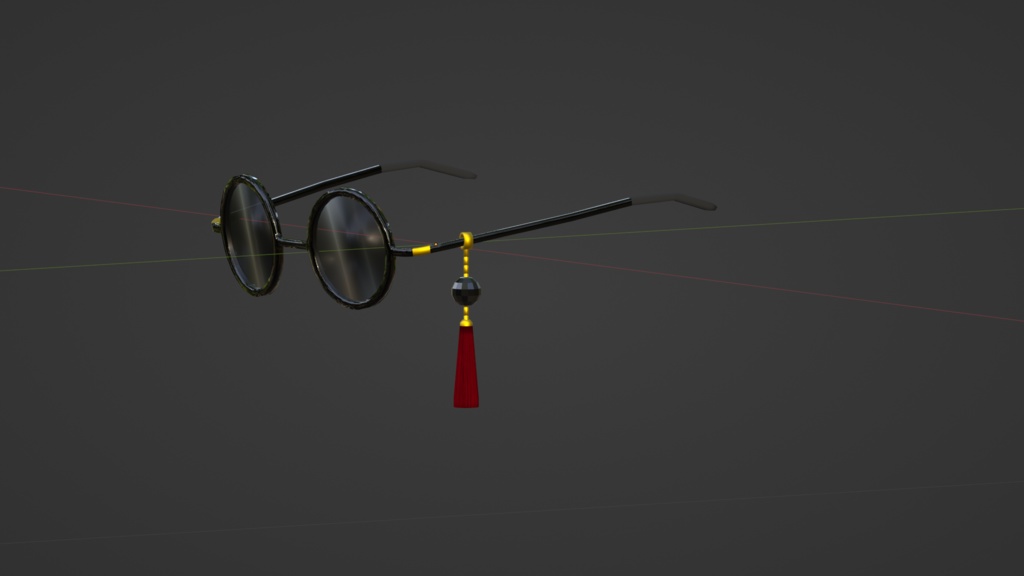 サングラス_黒縁_黒レンズ_飾り付き