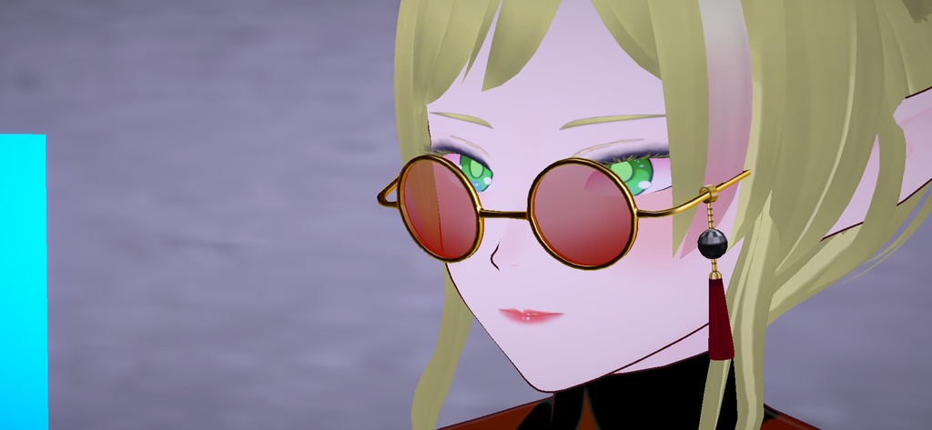 サングラス_金縁_黒レンズ_飾り付き