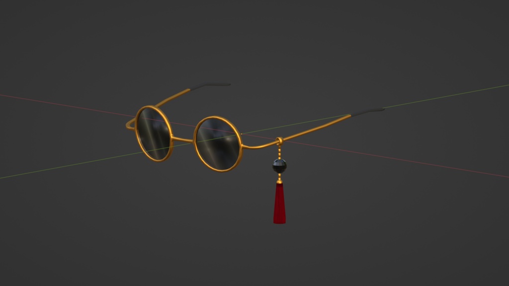 サングラス_金縁_黒レンズ_飾り付き