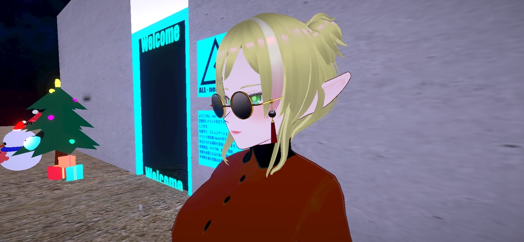 サングラス_金縁_黒レンズ_飾り付き