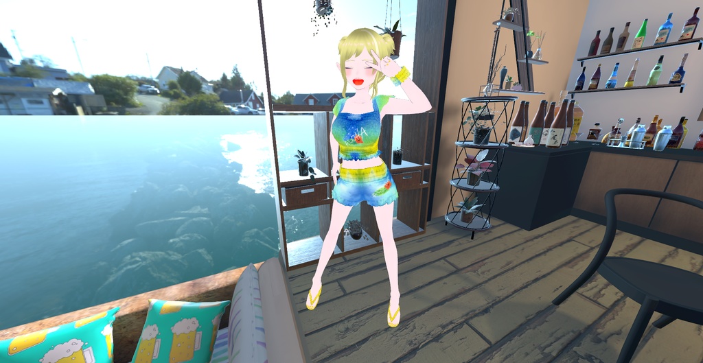 アバター衣装(セットアップ、ビーサン)、アバター用アクセサリー(シュシュ)