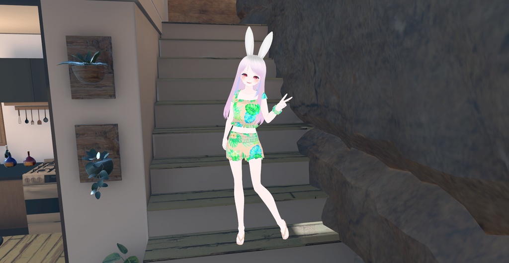 アバター衣装(セットアップ、ビーサン)、アバター用アクセサリー(シュシュ)