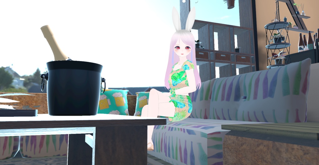 アバター衣装(セットアップ、ビーサン)、アバター用アクセサリー(シュシュ)