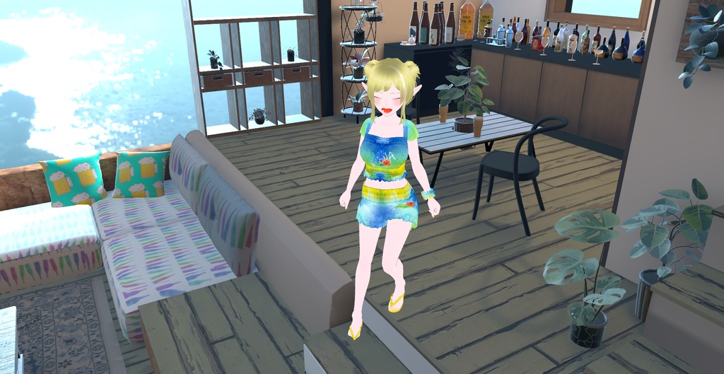 アバター衣装(セットアップ、ビーサン)、アバター用アクセサリー(シュシュ)