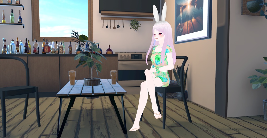 アバター衣装(セットアップ、ビーサン)、アバター用アクセサリー(シュシュ)