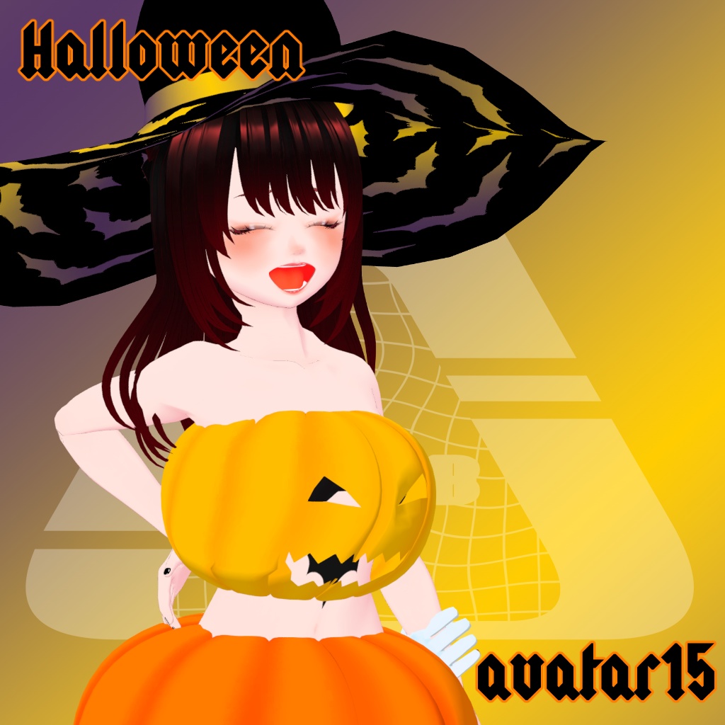 VRMアバター、アバター衣装(タイツ)、アバター用アクセサリー(魔女帽子)