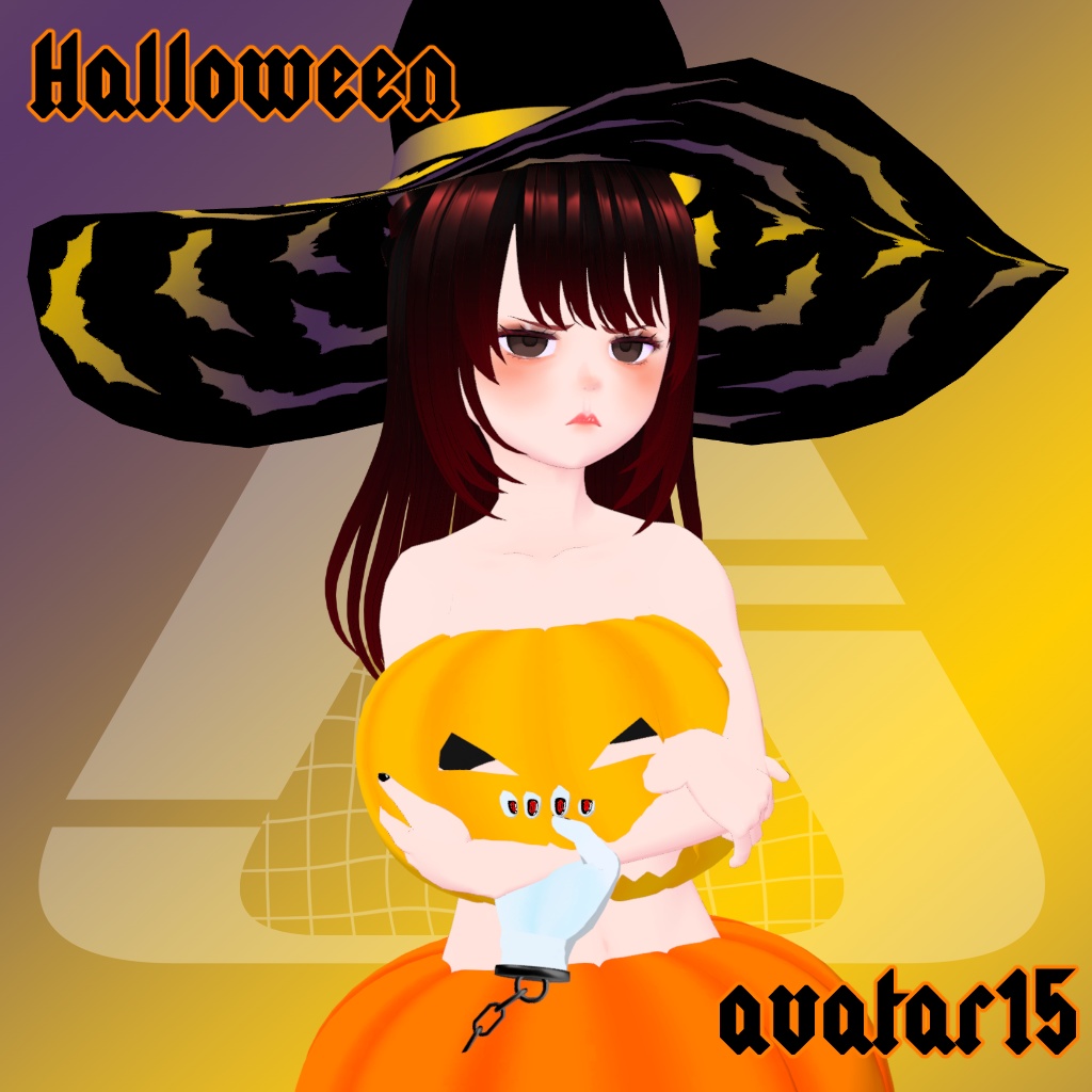 VRMアバター、アバター衣装(タイツ)、アバター用アクセサリー(魔女帽子)