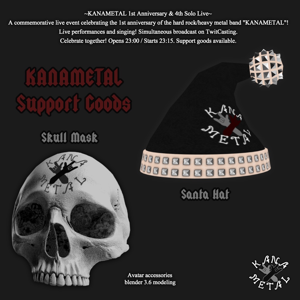 Skull Mask、 Santa Hat(KANAMETAL 1st anniversary LIVE EVENT support goods)