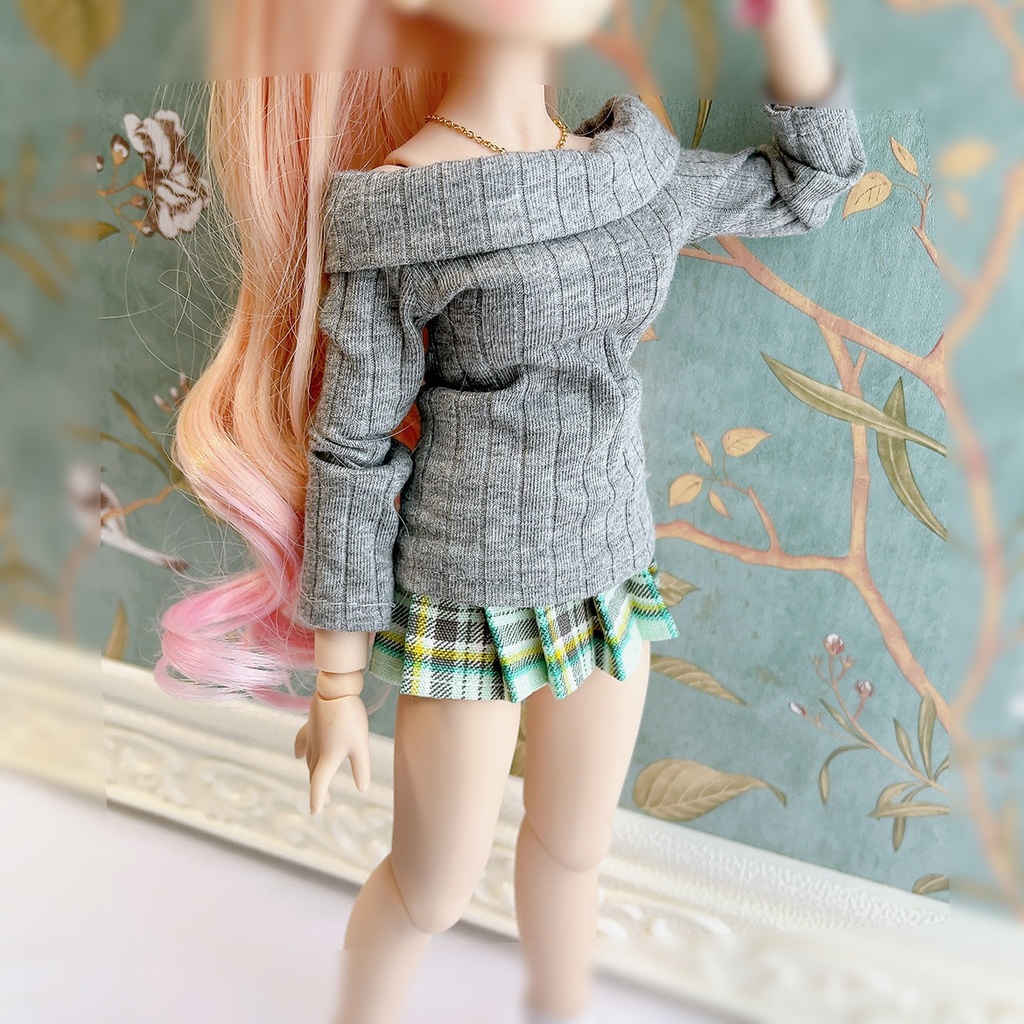 MDDドールサイズ●チェック柄プリーツスカート