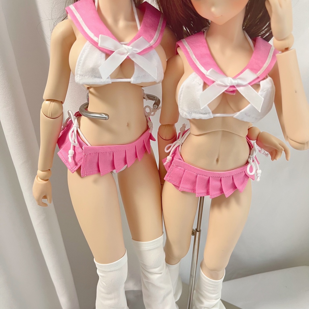 DD／dyサイズ●セーラー服風ビキニセット［ピンク色］
