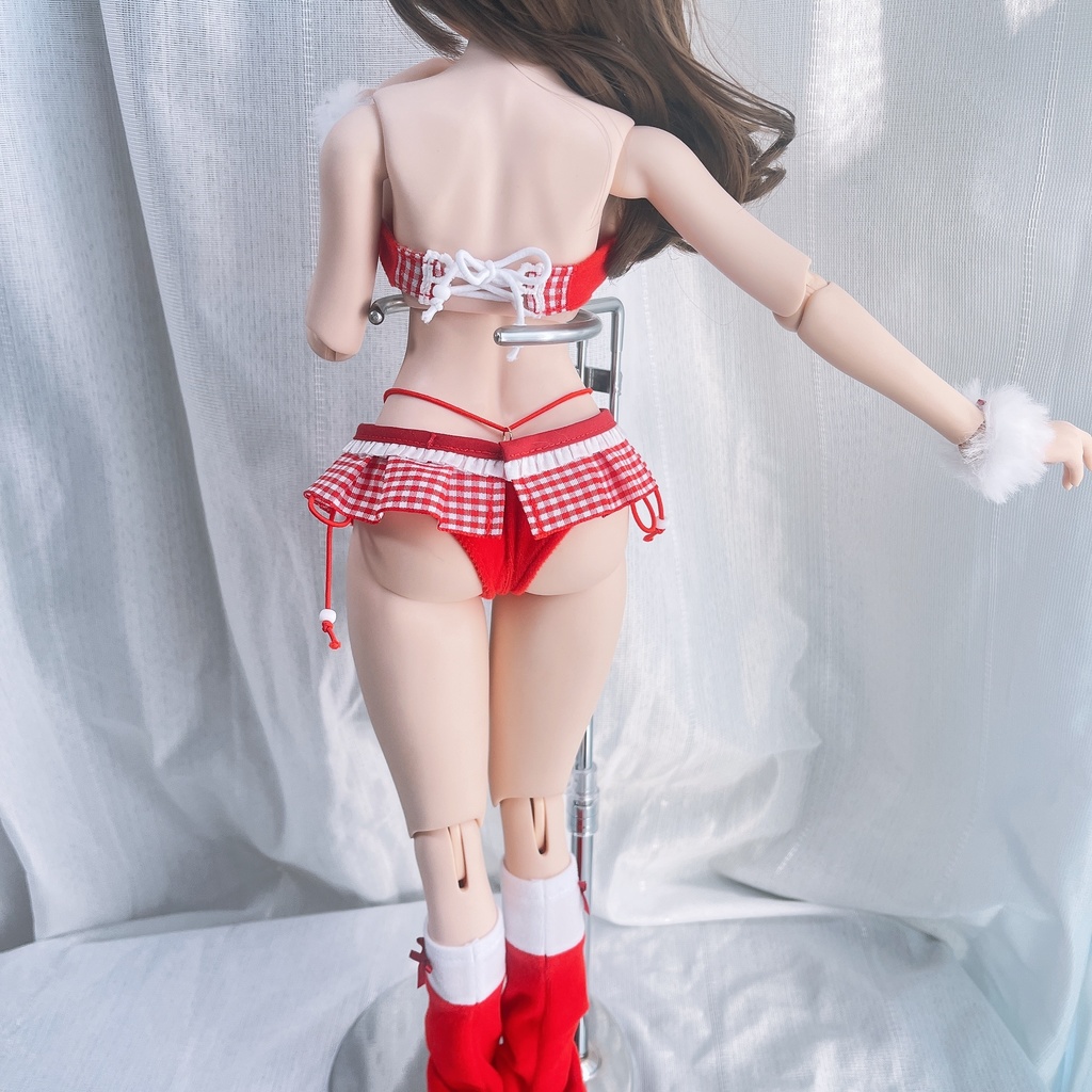 DD/dy用●ギンガムチェックのサンタ水着衣装●4点セット