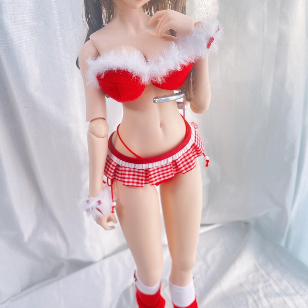 DD/dy用●ギンガムチェックのサンタ水着衣装●4点セット