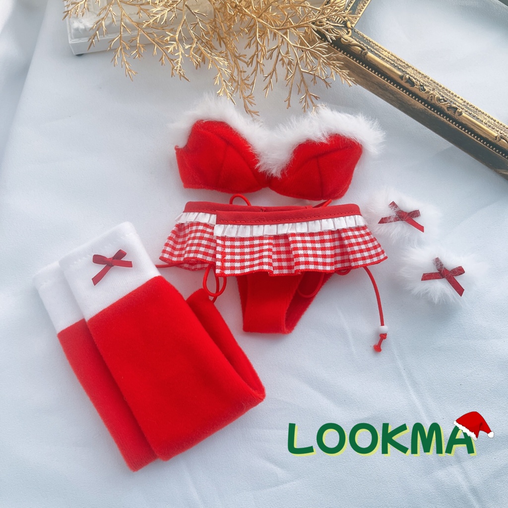 DD/dy用●ギンガムチェックのサンタ水着衣装●4点セット