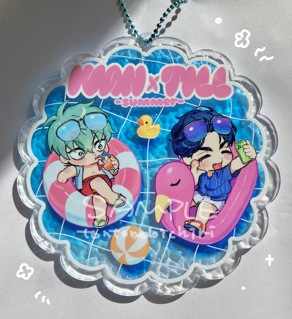 サマーアクリルキーホルダー🩵🌊☀️🐣
