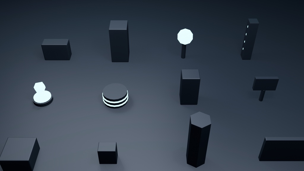 【Roblox対応】サイバー プロップ スターター（12点・軽量GLB｜非AI Blender｜スクリプト無し）