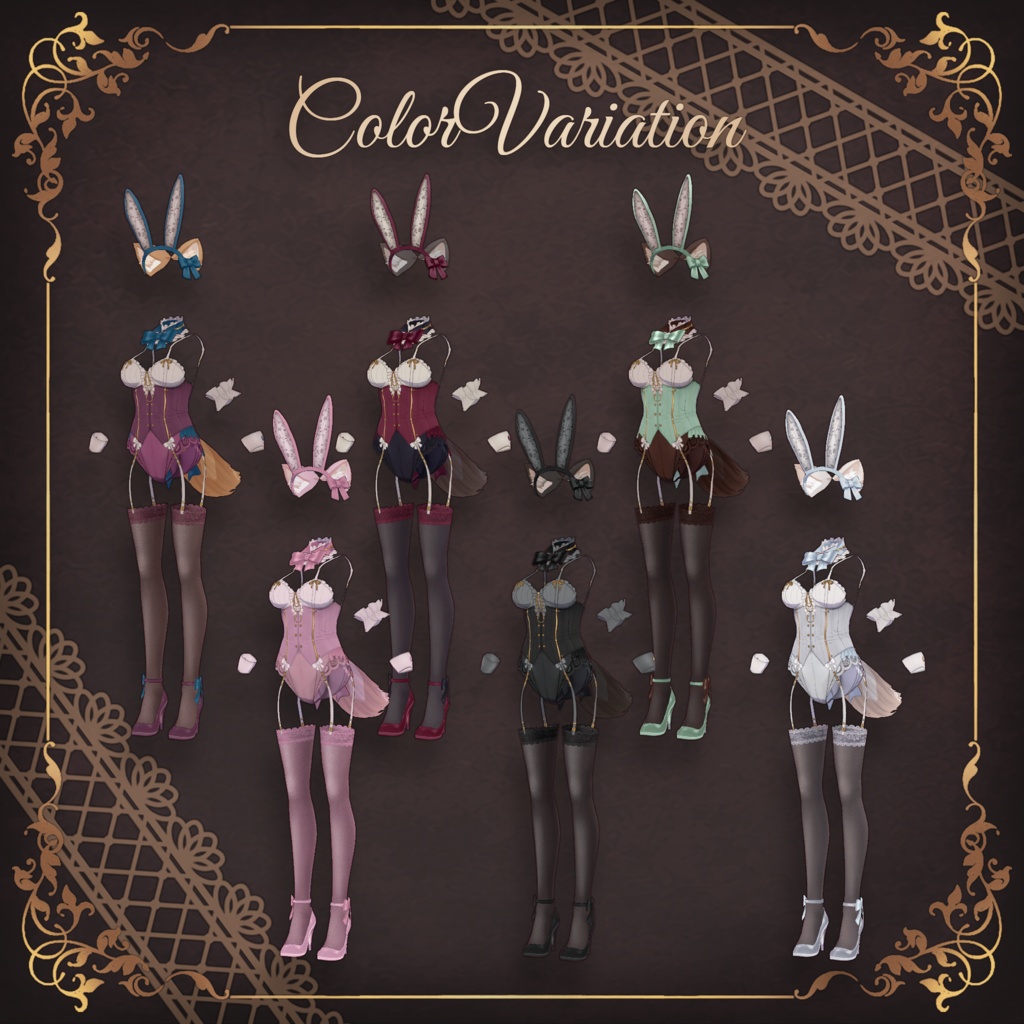 【VRoid衣装6色】Antique Bunny Costume (アンティークバニー衣装)