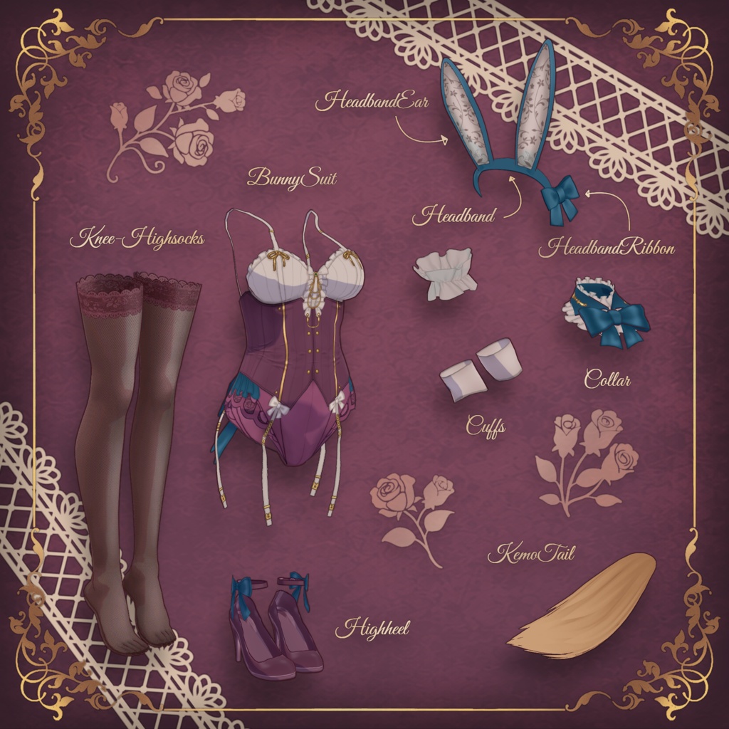 【VRoid衣装】Antique Bunny Costume (アンティークバニー衣装)