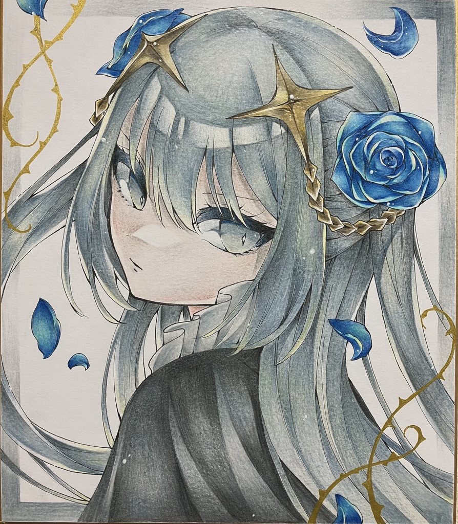 【中色紙】青薔薇