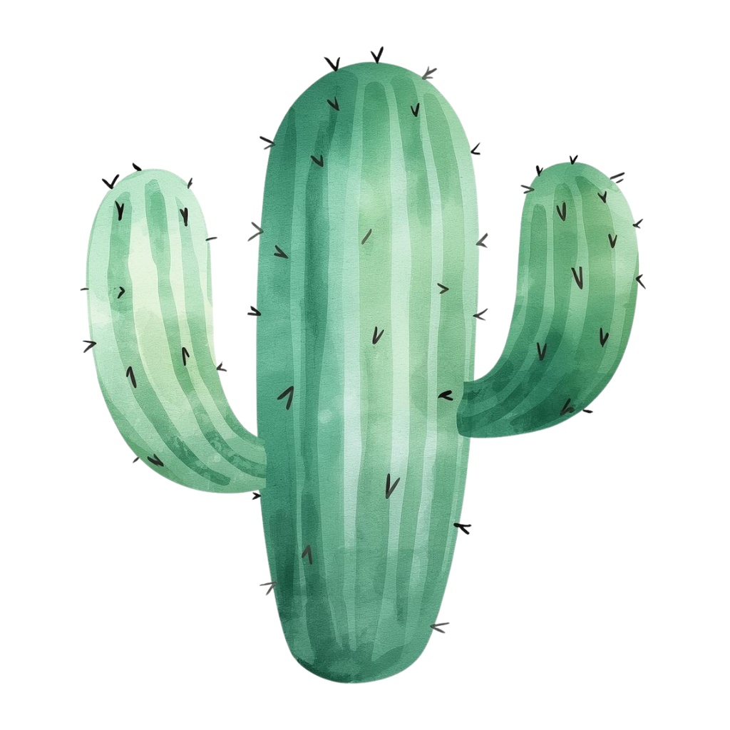 水彩画タッチで描かれた 11点グリーンの植物・植木鉢・壁掛け等のクリップアートセット