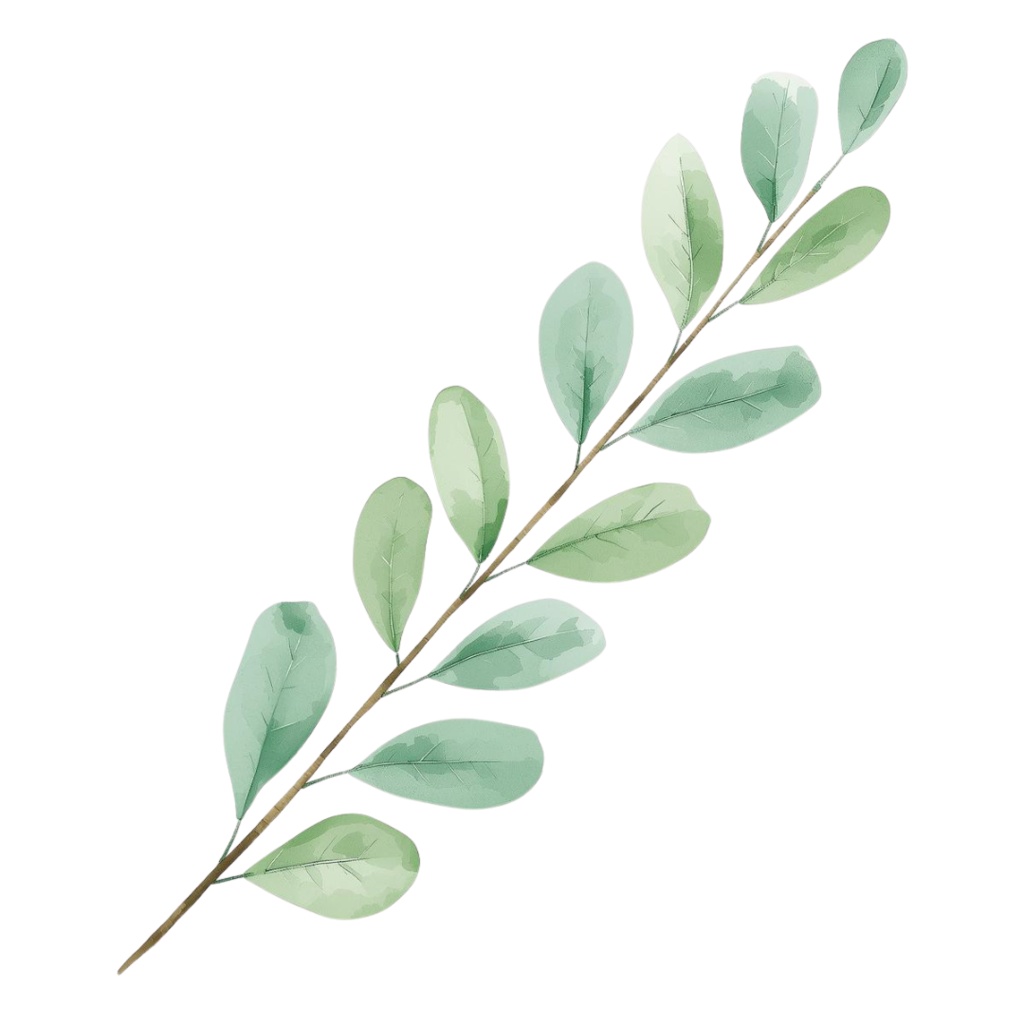 水彩画タッチで描かれた 11点グリーンの植物・植木鉢・壁掛け等のクリップアートセット