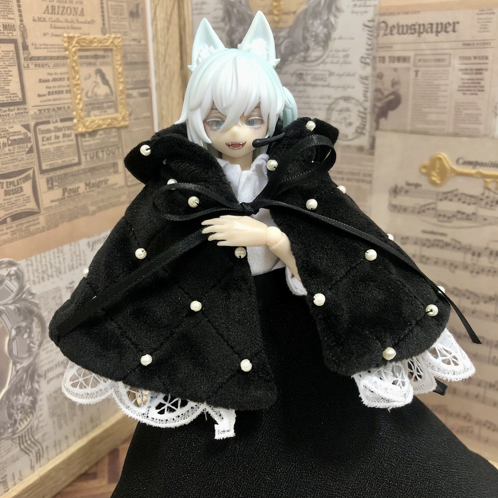 ダイヤステッチ×パールの冬ケープ