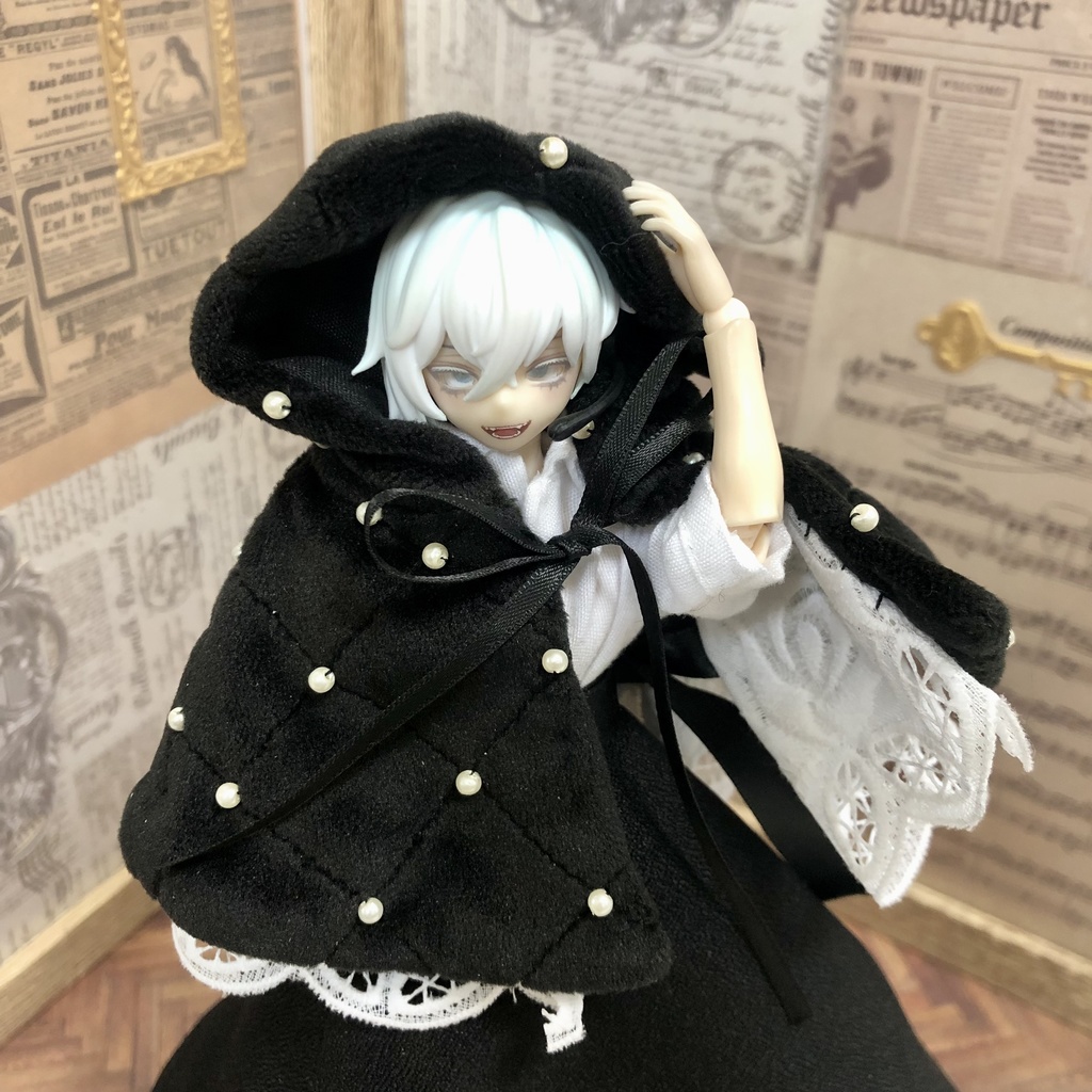 ダイヤステッチ×パールの冬ケープ