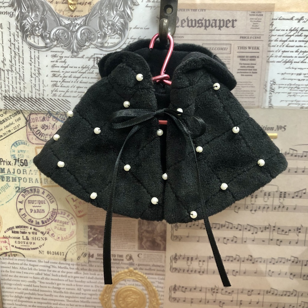 ダイヤステッチ×パールの冬ケープ