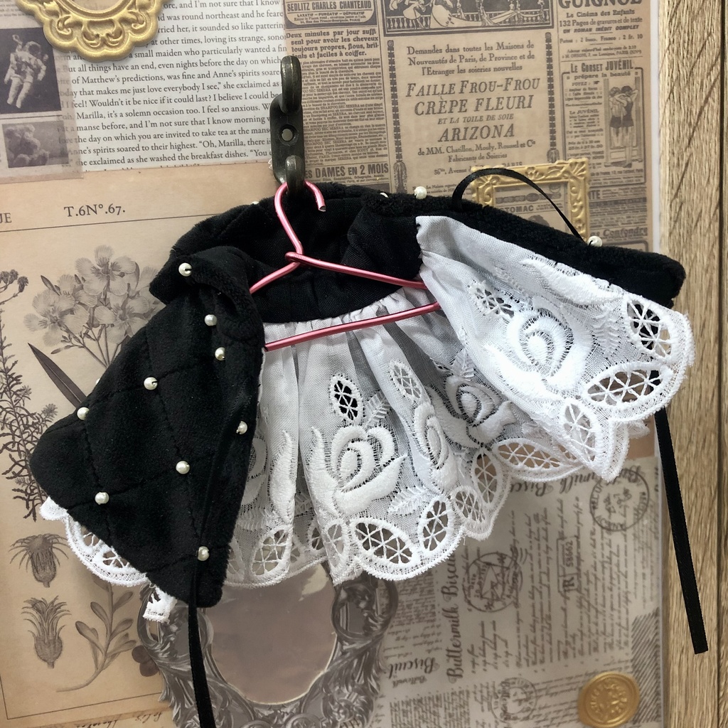 ダイヤステッチ×パールの冬ケープ