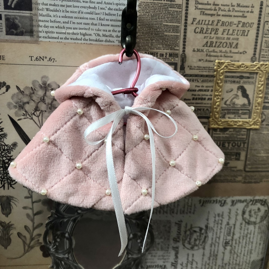 ダイヤステッチ×パールの冬ケープ