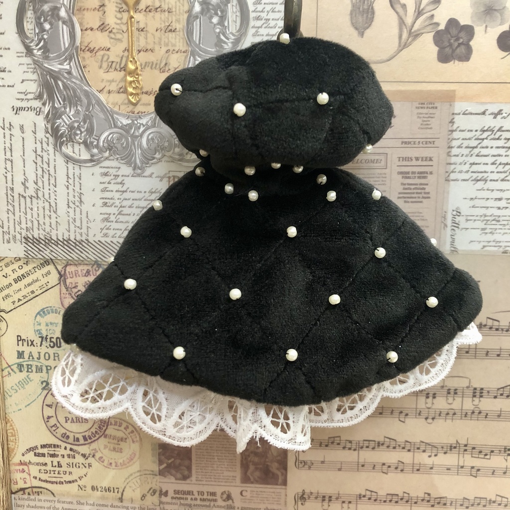 ダイヤステッチ×パールの冬ケープ