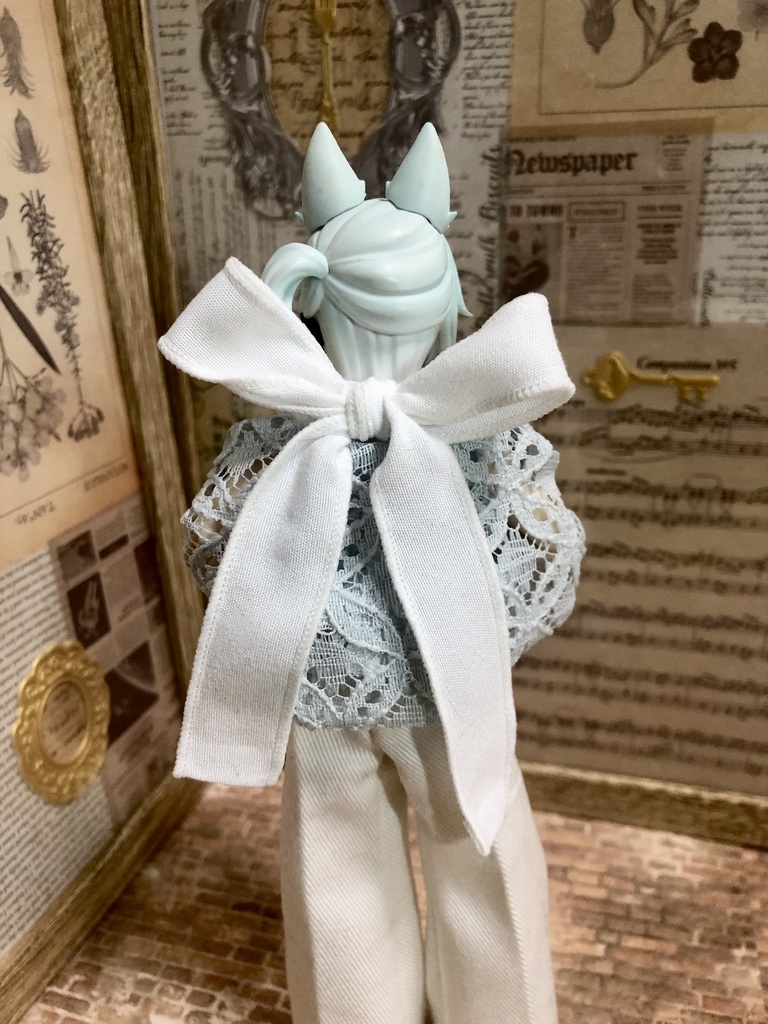 レースカーディガン付きトップス&パンツセット