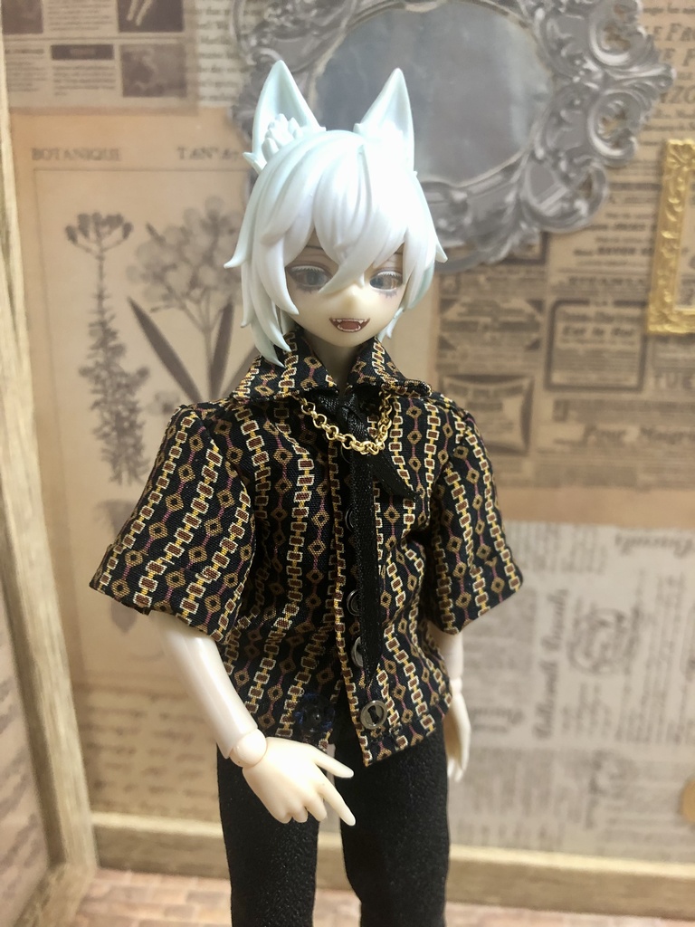 チェーンネクタイ付きブラウス＆パンツセット
