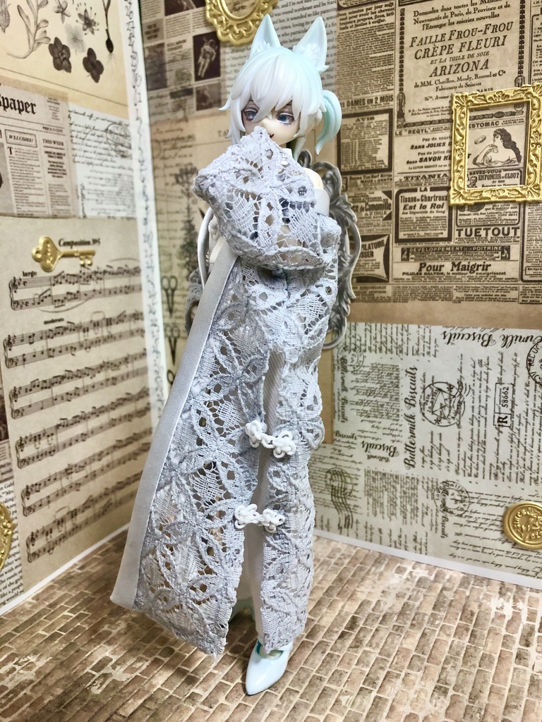 レースロングカーディガンセット