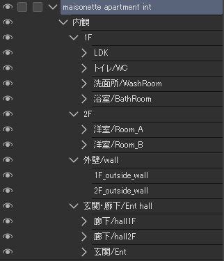 クリスタ用メゾネットアパート(外観・内観)