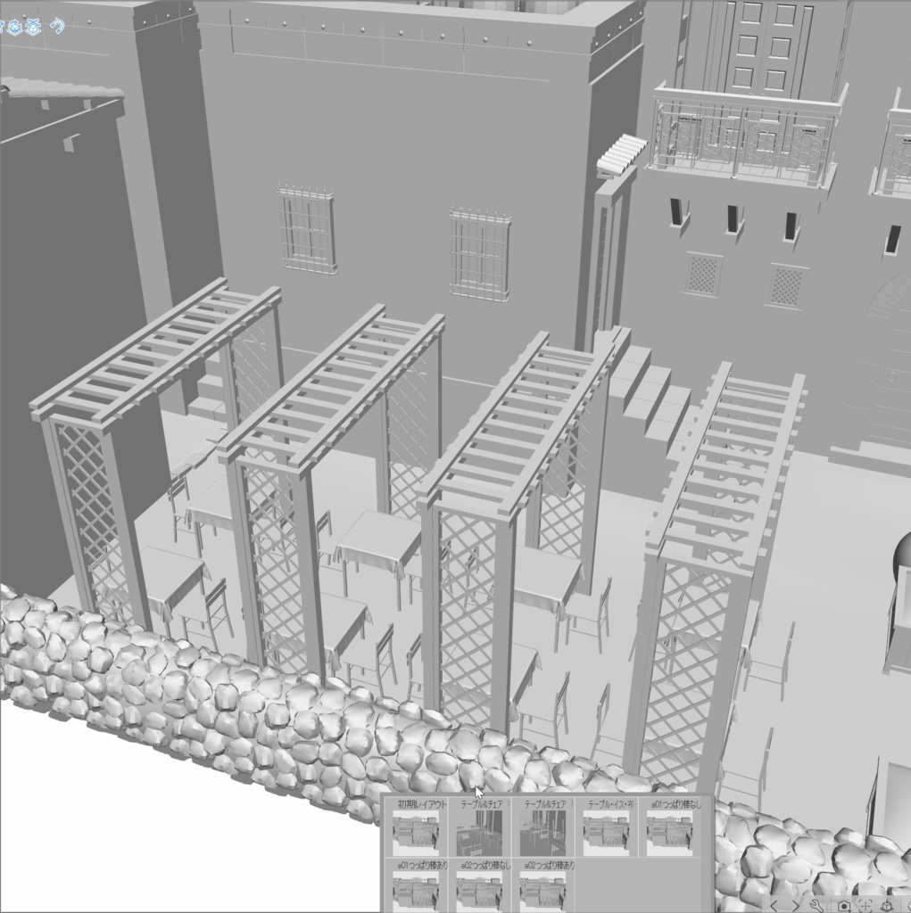 クリスタ用 中世の街並み 狭い道