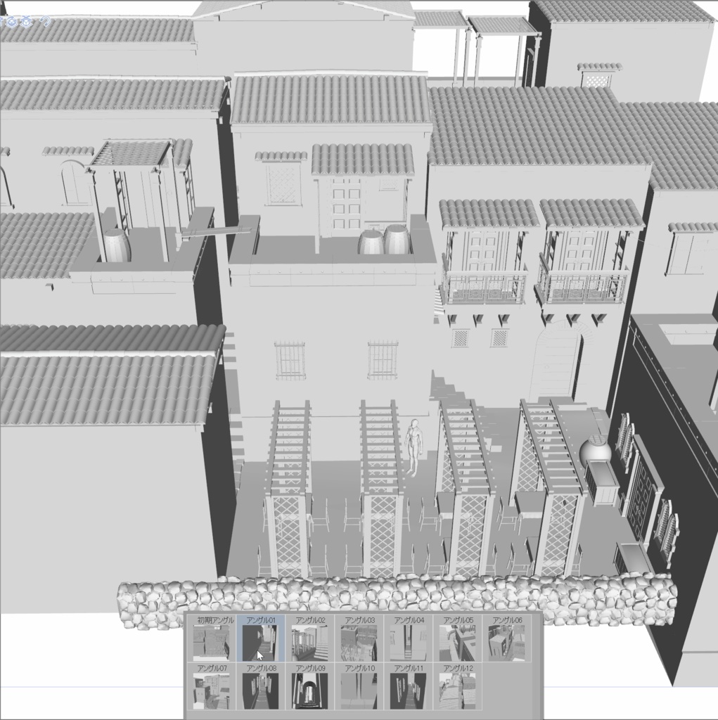 クリスタ用 中世の街並み 狭い道