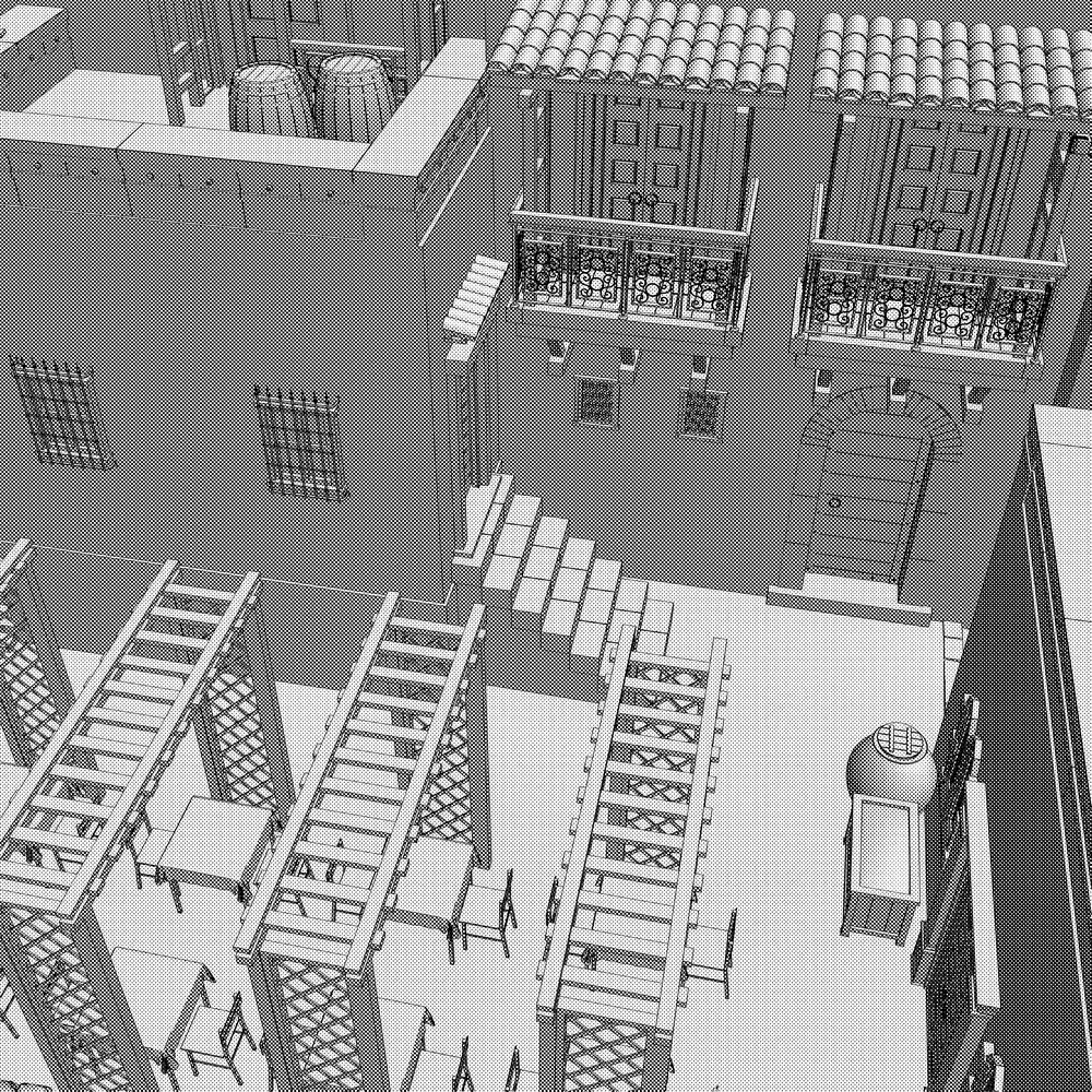 クリスタ用 中世の街並み 狭い道