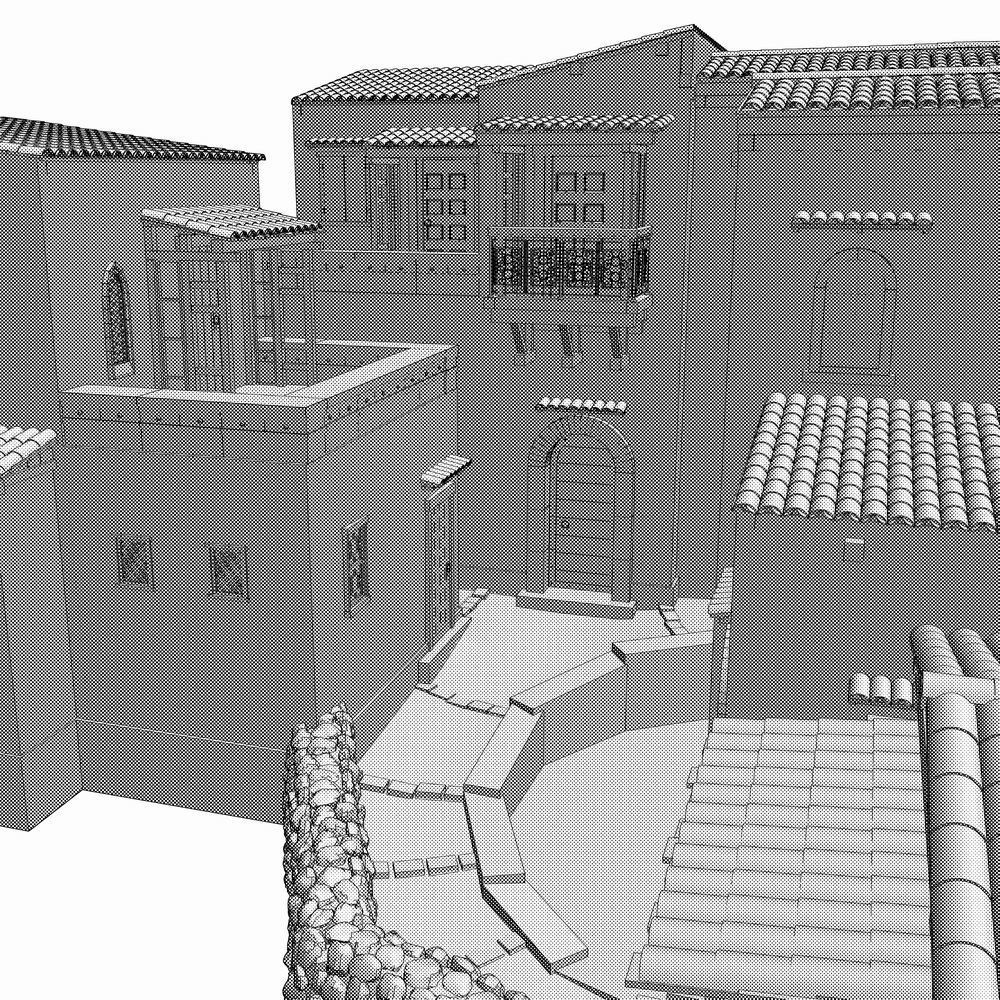 クリスタ用 中世の街並み 狭い道