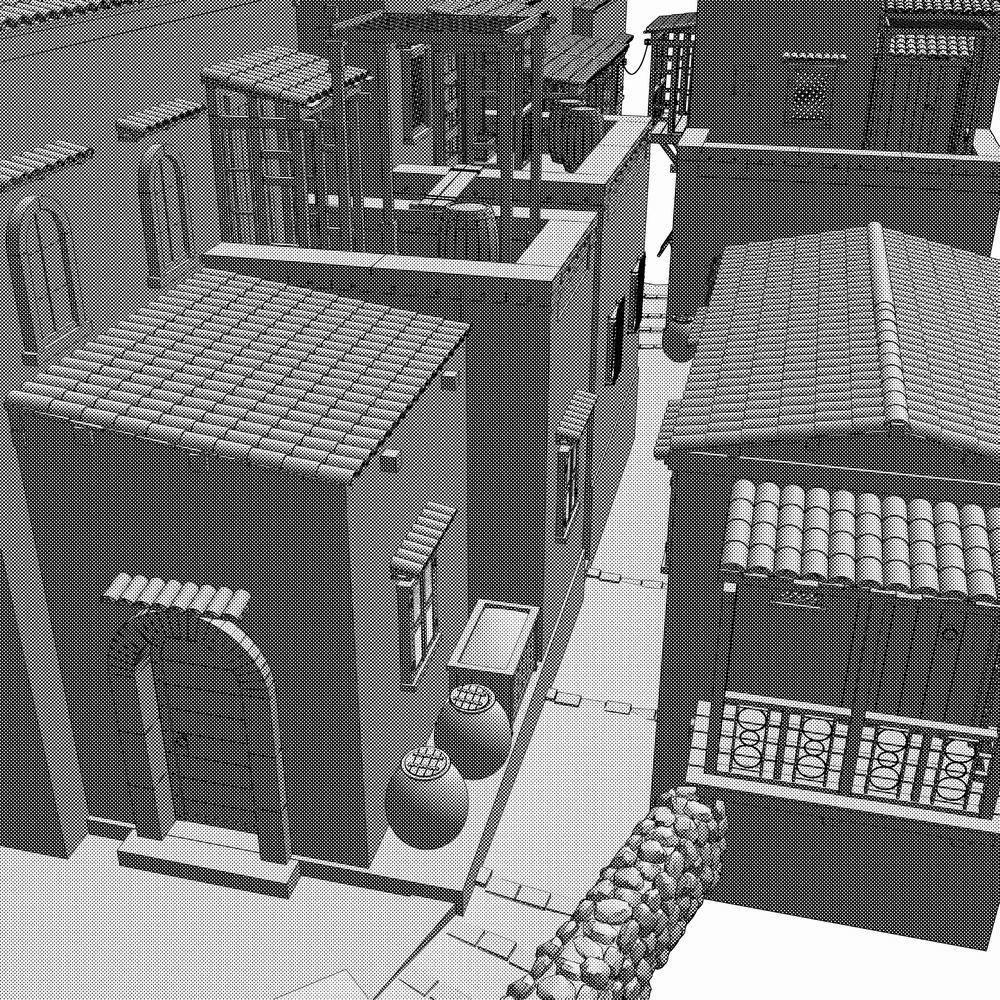 クリスタ用 中世の街並み 狭い道