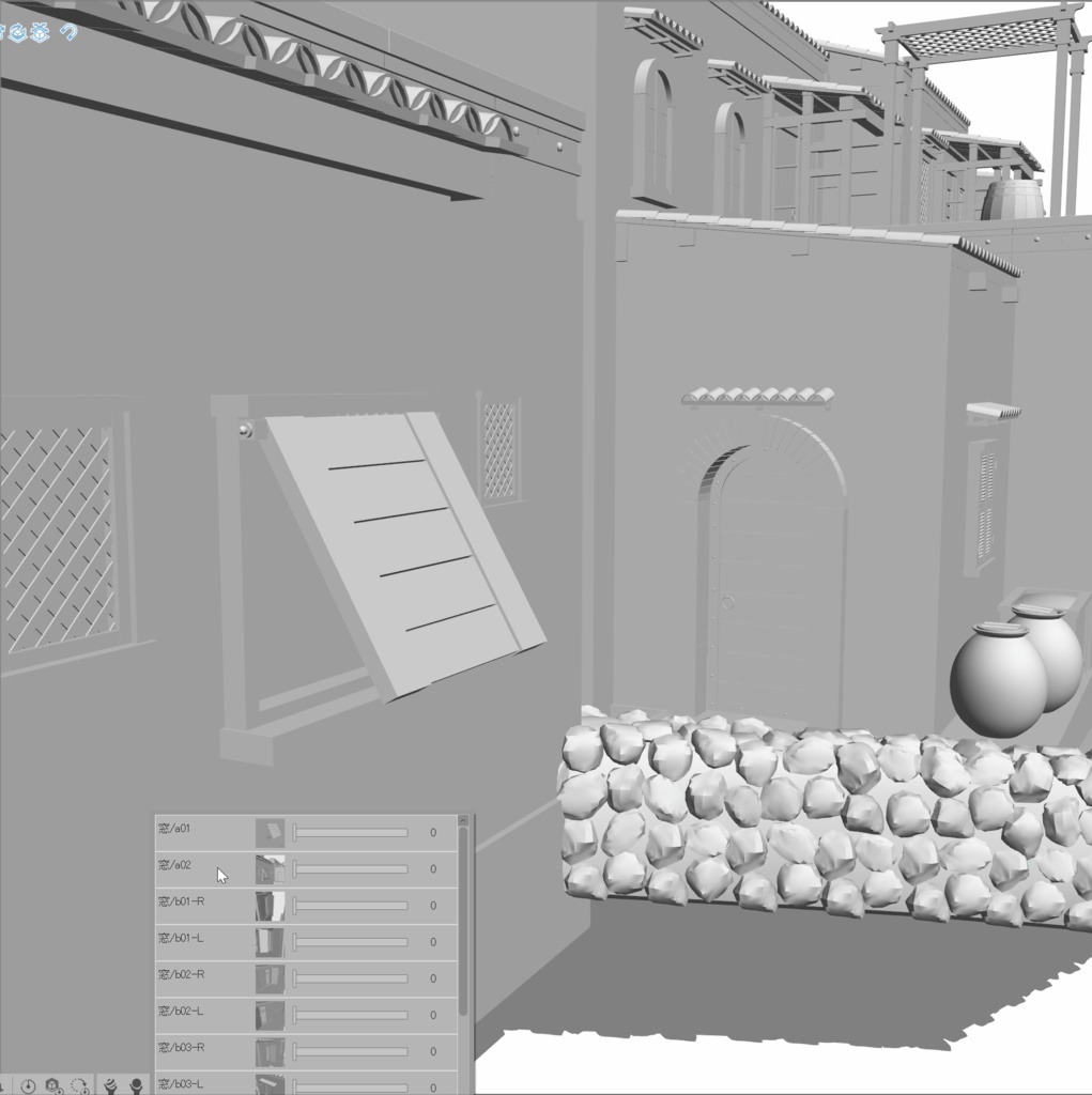 クリスタ用 中世の街並み 狭い道